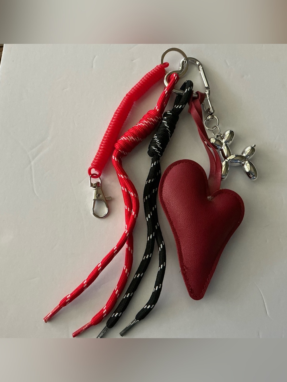 Red Heart Keychain Charm with Balloon Dog Accent